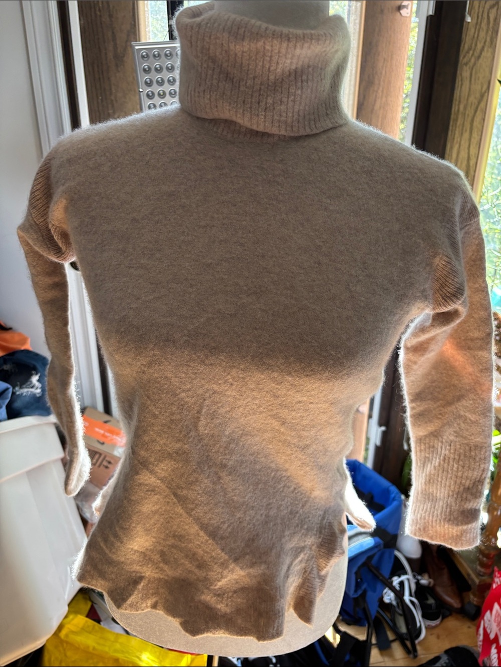 ply cashmere Beige Turtleneck Sweater
